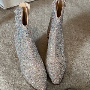 Betsey Johnson Glittering Silver Ankle Booties